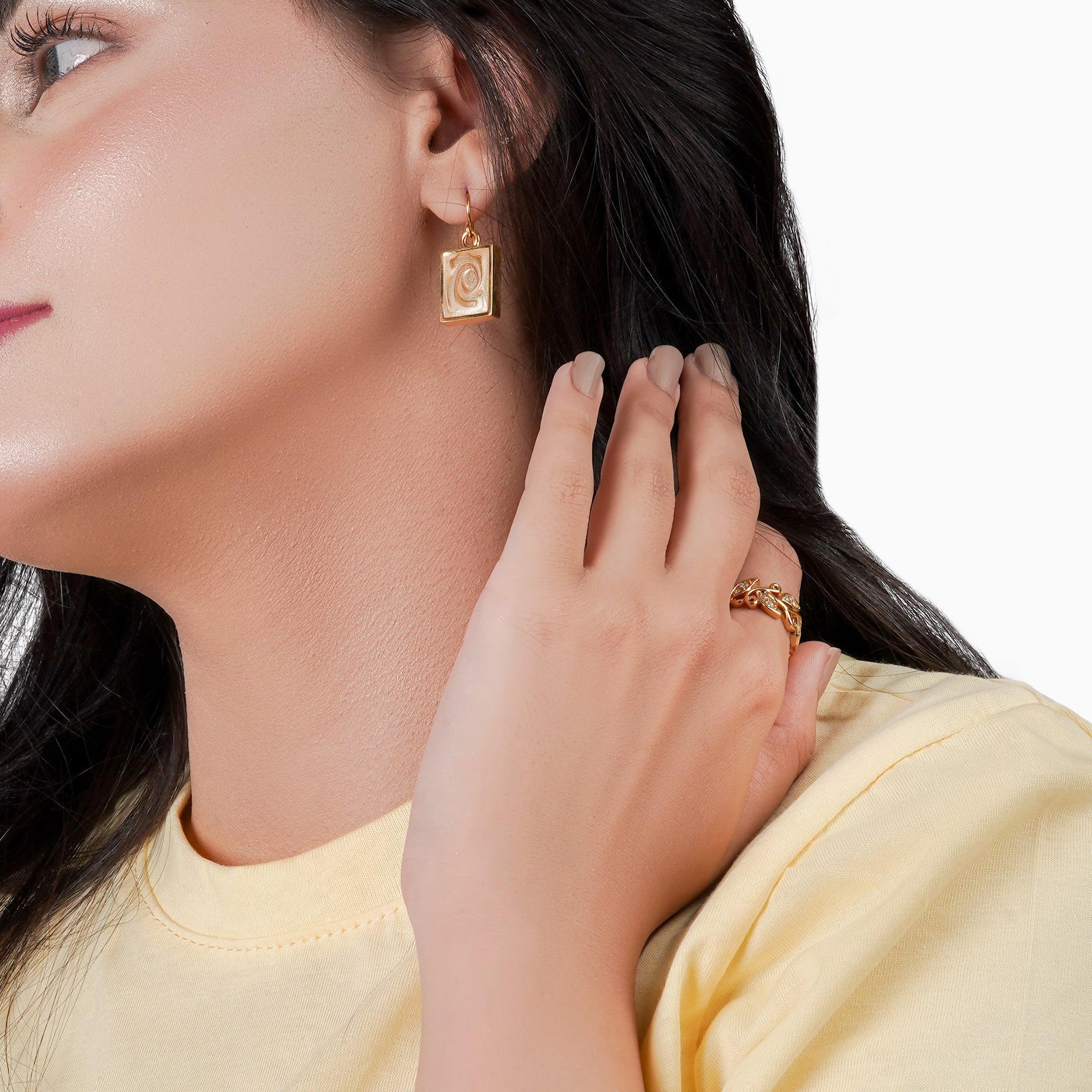 Golden Tile Earring