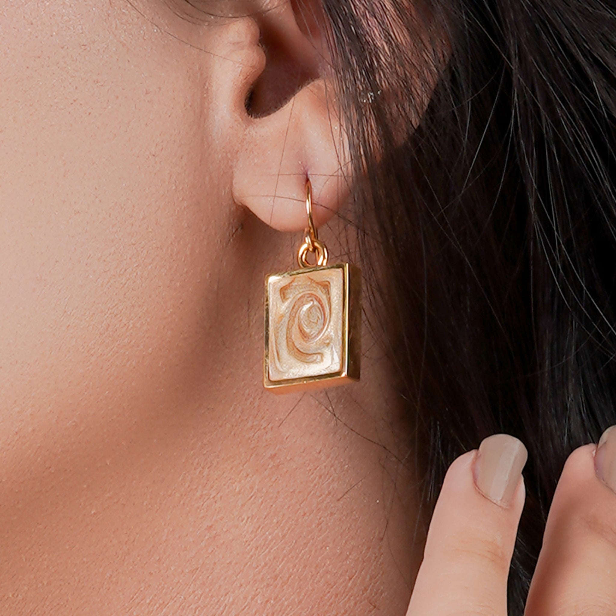 Golden Tile Earring